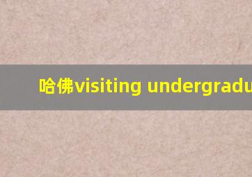 哈佛visiting undergraduate